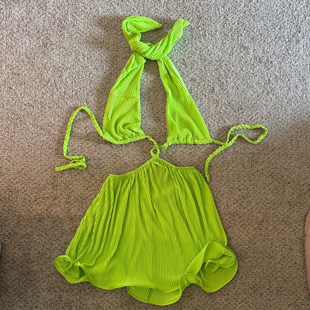 Neon Green Halter Dress